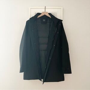 Uniqlo Hybrid Down Coat Adult Men Women Black XXS XX-Small Jacket Parka w/ Hood